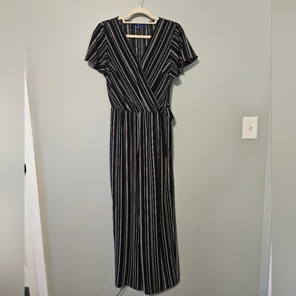 Apt. 9 Black and White Striped Jumpsuit